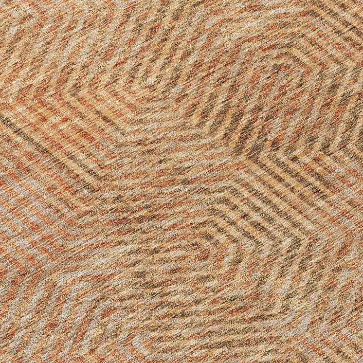 3' X 5' Copper Brown And Beige Geometric Washable Indoor Outdoor Area Rug