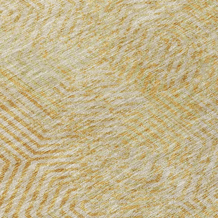 10' X 14' Gold And Beige Geometric Washable Indoor Outdoor Area Rug