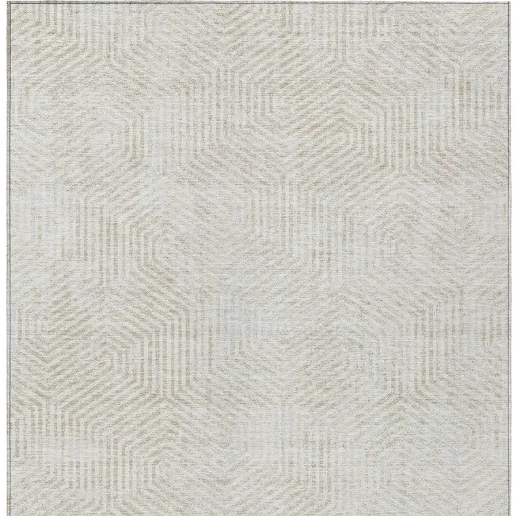 3' X 5' Ivory And Gray Geometric Washable Indoor Outdoor Area Rug