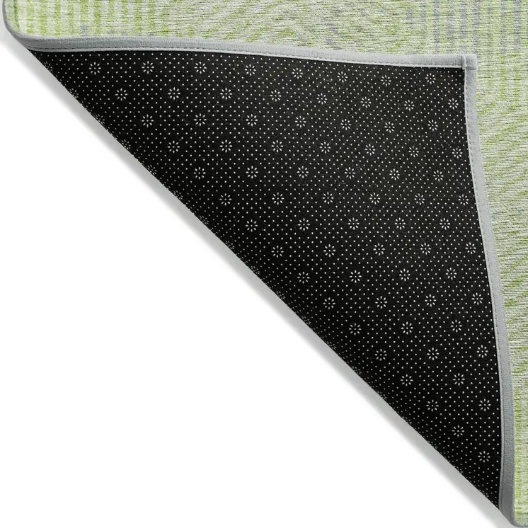 3' X 5' Lime Green Gray And Ivory Geometric Washable Indoor Outdoor Area Rug