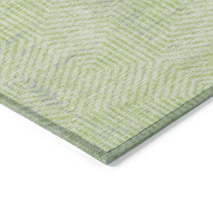 3' X 5' Lime Green Gray And Ivory Geometric Washable Indoor Outdoor Area Rug
