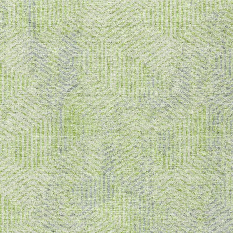5' X 8' Lime Green Gray And Ivory Geometric Washable Indoor Outdoor Area Rug