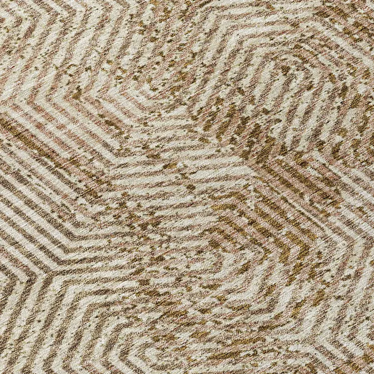 8' Brown And Beige Round Geometric Washable Indoor Outdoor Area Rug