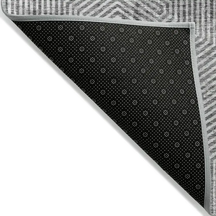 9' X 12' Silver And Gray Geometric Washable Indoor Outdoor Area Rug