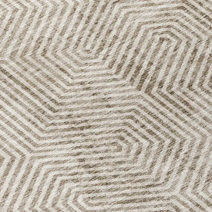 10' X 14' Taupe And Beige Geometric Washable Indoor Outdoor Area Rug