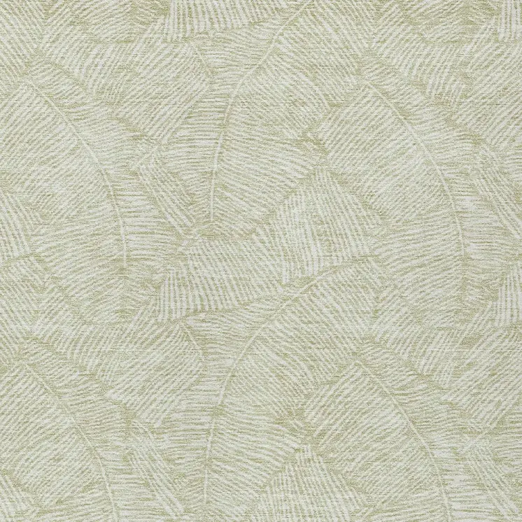 8' X 10' Artichoke Green And Ivory Floral Washable Indoor Outdoor Area Rug