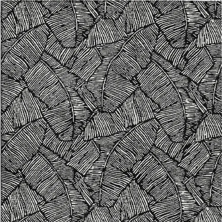 8' X 10' Black And Ivory Floral Washable Indoor Outdoor Area Rug