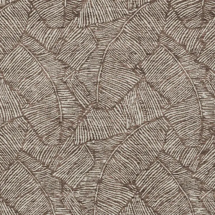 8' X 10' Brown And Beige Floral Washable Indoor Outdoor Area Rug