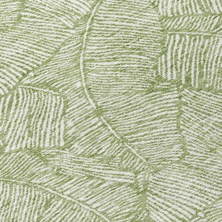 8' Green And Ivory Round Floral Washable Indoor Outdoor Area Rug