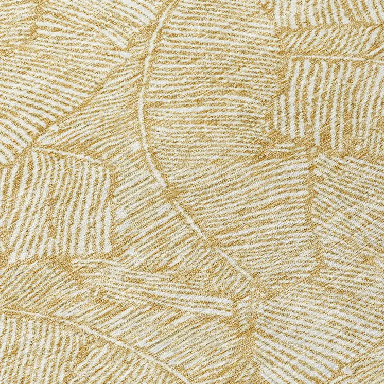 5' X 8' Gold And Beige Floral Washable Indoor Outdoor Area Rug