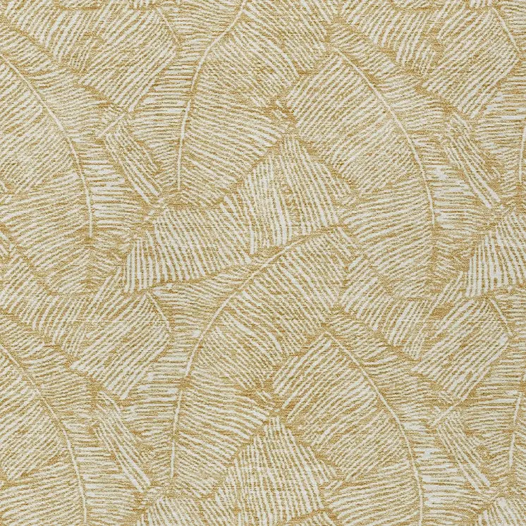 8' X 10' Gold And Beige Floral Washable Indoor Outdoor Area Rug