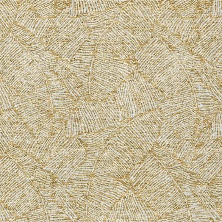 10' X 14' Gold And Beige Floral Washable Indoor Outdoor Area Rug