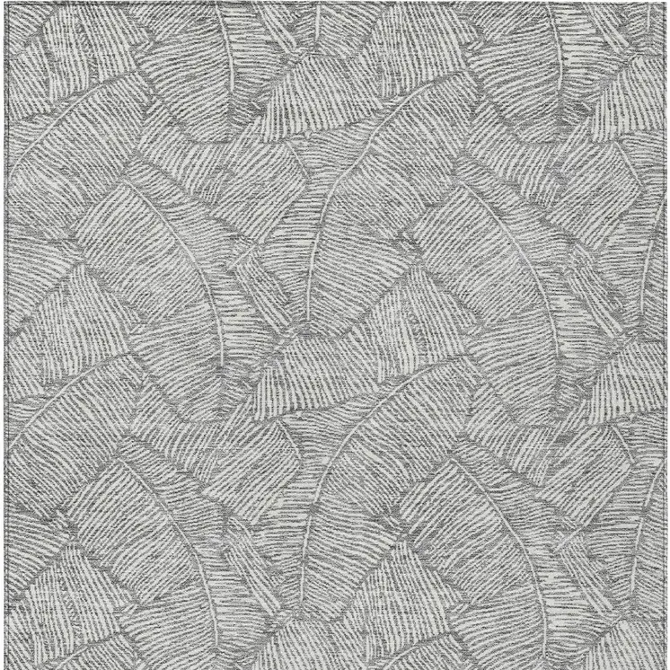 10' X 14' Gray And Ivory Floral Washable Indoor Outdoor Area Rug