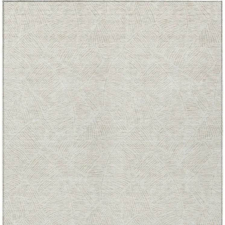 8' X 10' Ivory And Beige Floral Washable Indoor Outdoor Area Rug