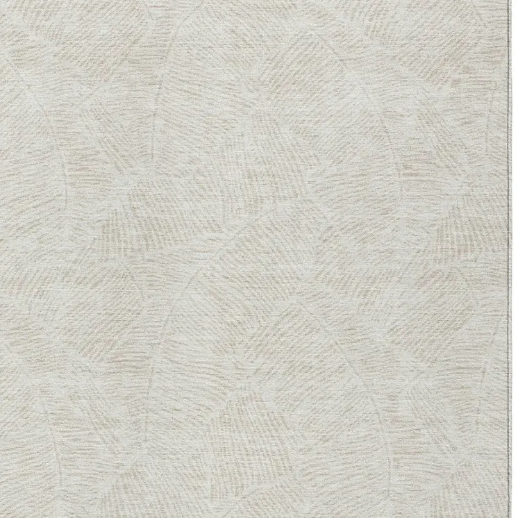 8' X 10' Ivory And Beige Floral Washable Indoor Outdoor Area Rug