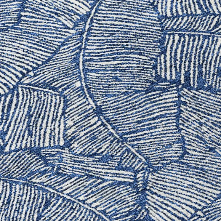8' X 10' Navy Blue And Ivory Floral Washable Indoor Outdoor Area Rug