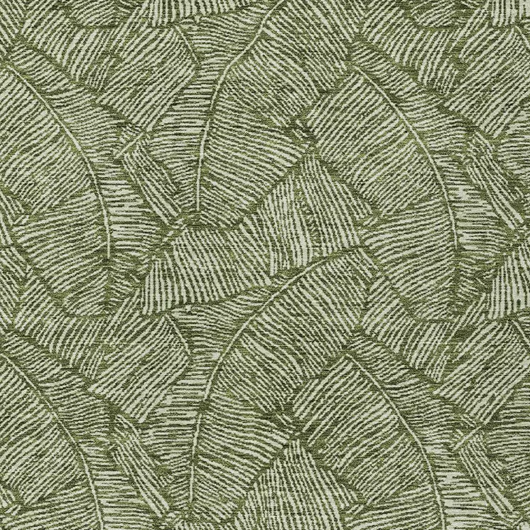 3' X 5' Olive Green And Light Green Floral Washable Indoor Outdoor Area Rug