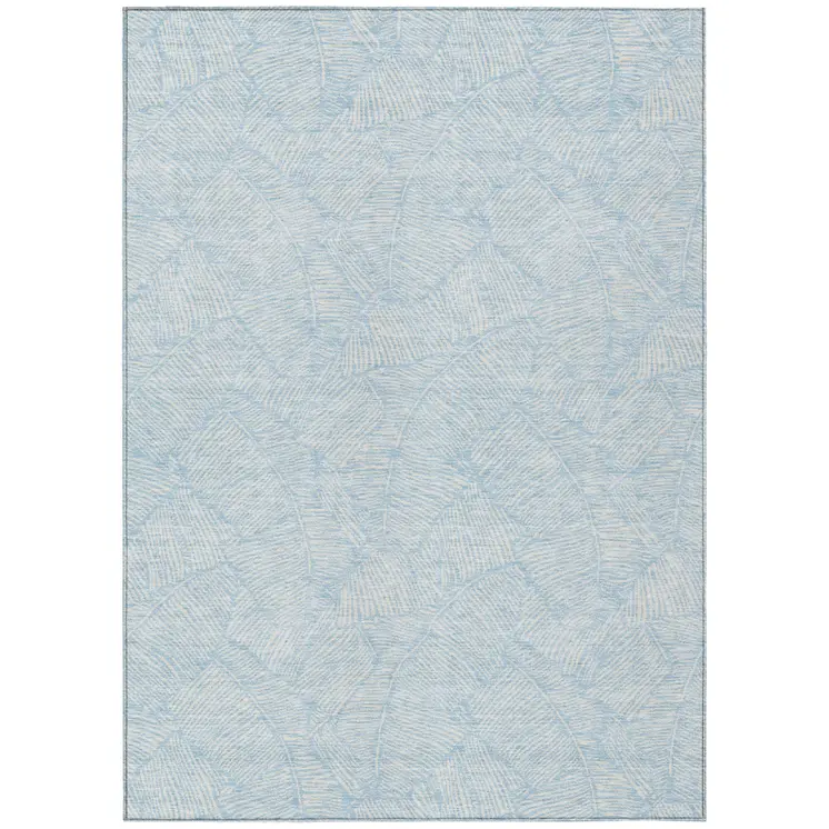 5' X 8' Sky Blue And Ivory Floral Washable Indoor Outdoor Area Rug