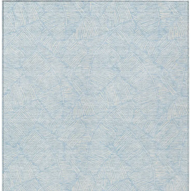 10' X 14' Sky Blue And Ivory Floral Washable Indoor Outdoor Area Rug