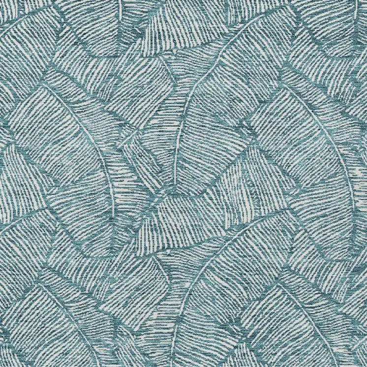 3' X 5' Teal Blue And Ivory Floral Washable Indoor Outdoor Area Rug