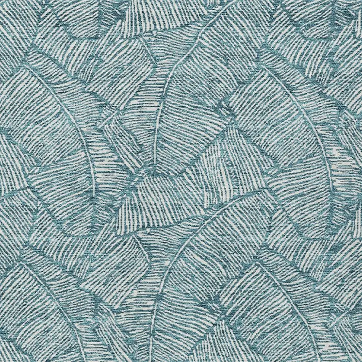 10' X 14' Teal Blue And Ivory Floral Washable Indoor Outdoor Area Rug