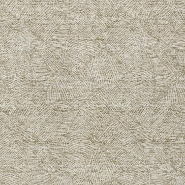 5' X 8' Taupe And Ivory Floral Washable Indoor Outdoor Area Rug