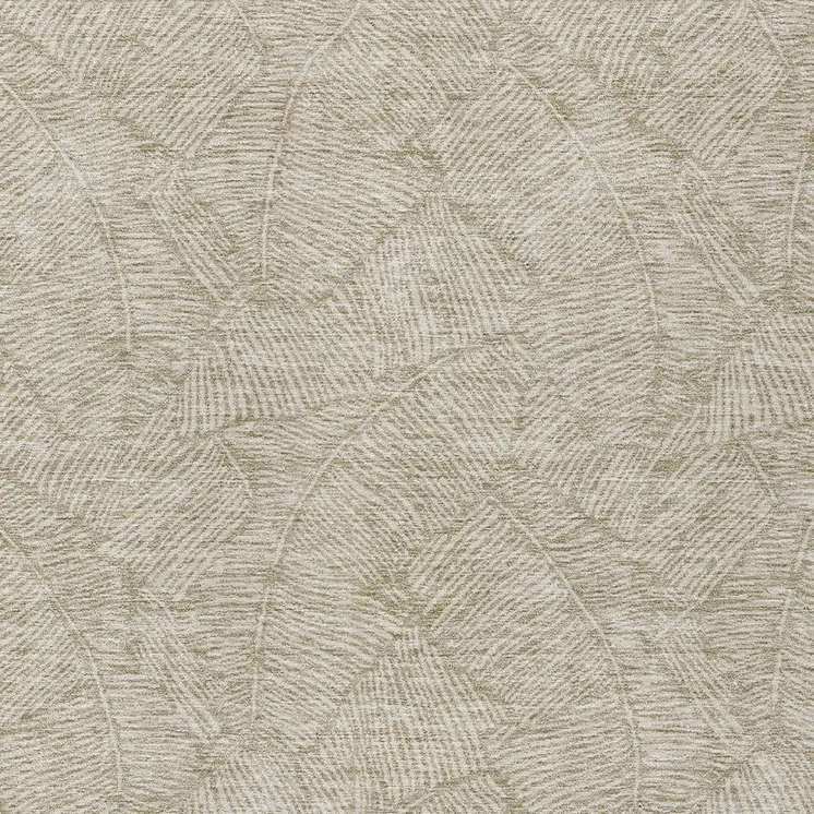 9' X 12' Taupe And Ivory Floral Washable Indoor Outdoor Area Rug