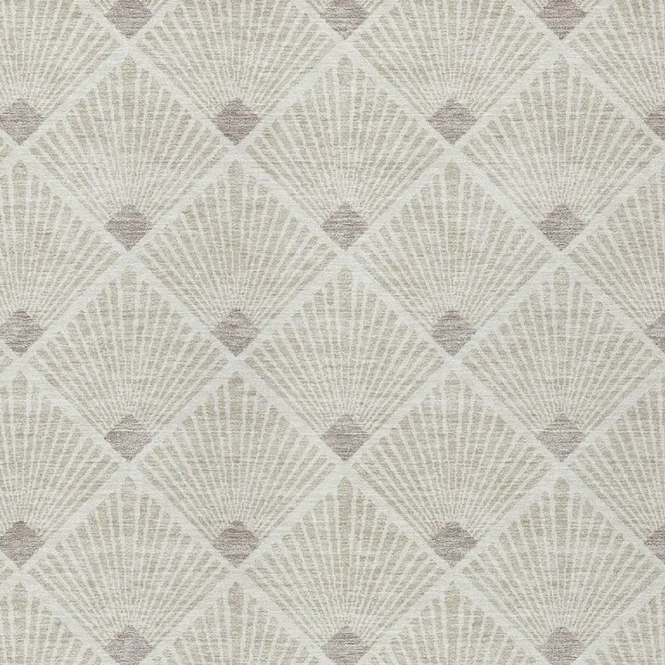 10' X 14' Beige And Ivory Geometric Washable Indoor Outdoor Area Rug
