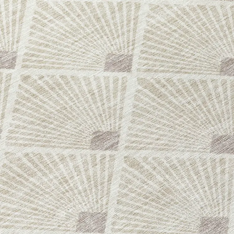10' X 14' Beige And Ivory Geometric Washable Indoor Outdoor Area Rug