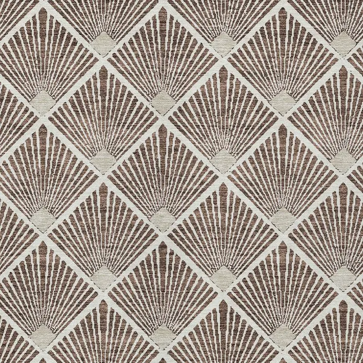 5' X 8' Brown And Beige Geometric Washable Indoor Outdoor Area Rug