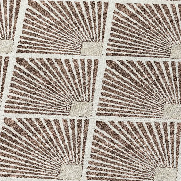 5' X 8' Brown And Beige Geometric Washable Indoor Outdoor Area Rug