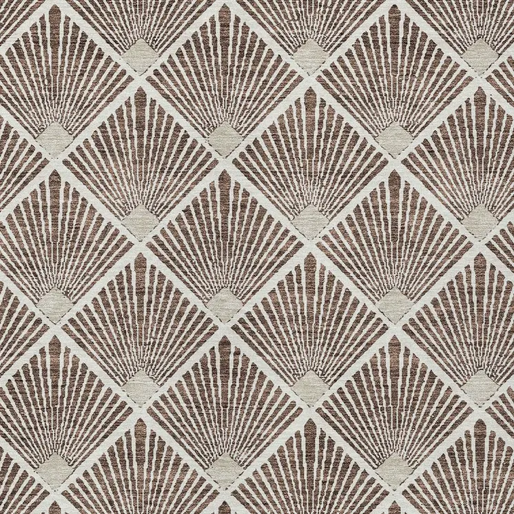 8' X 10' Brown And Beige Geometric Washable Indoor Outdoor Area Rug