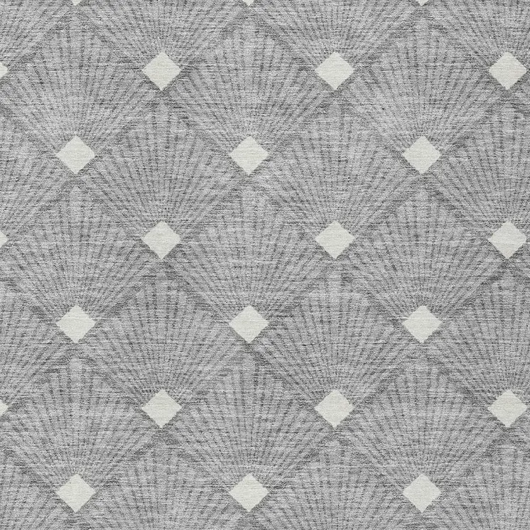 5' X 8' Gray And Ivory Geometric Washable Indoor Outdoor Area Rug