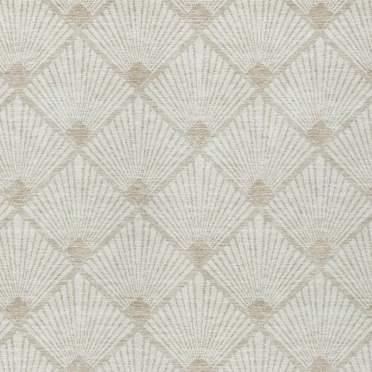 3' X 5' Ivory And Beige Geometric Washable Indoor Outdoor Area Rug