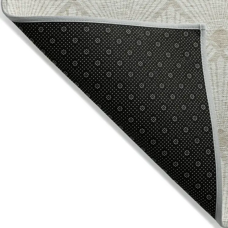5' X 8' Ivory And Beige Geometric Washable Indoor Outdoor Area Rug