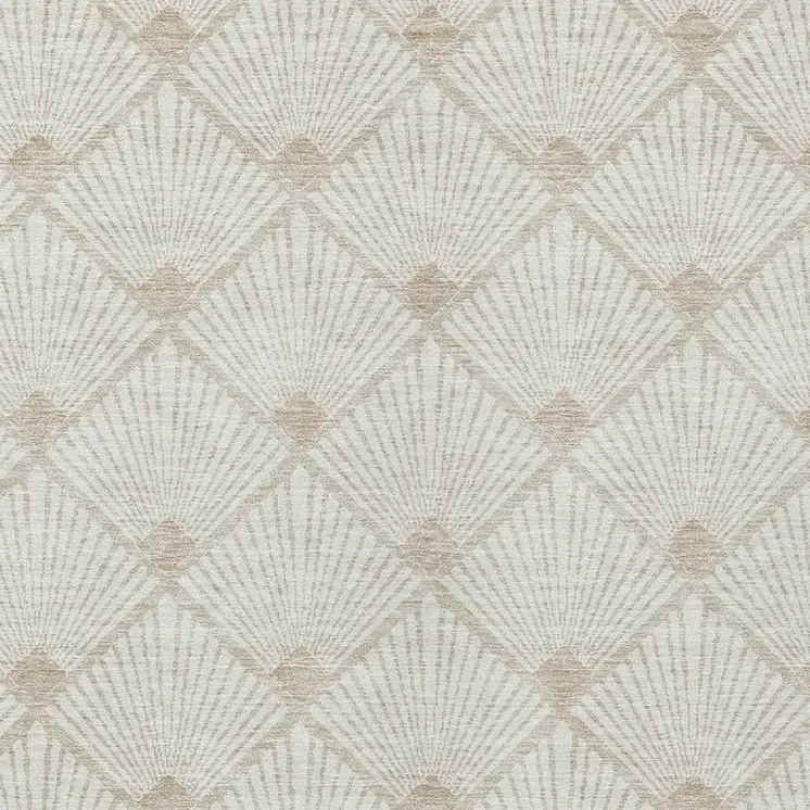 5' X 8' Ivory And Beige Geometric Washable Indoor Outdoor Area Rug
