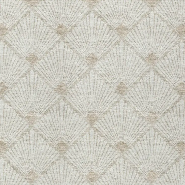 9' X 12' Ivory And Beige Geometric Washable Indoor Outdoor Area Rug