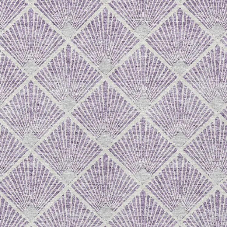 3' X 5' Lavender Gray And Ivory Geometric Washable Indoor Outdoor Area Rug