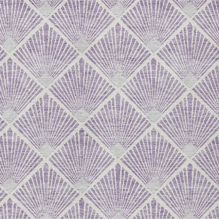 8' X 10' Lavender Gray And Ivory Geometric Washable Indoor Outdoor Area Rug