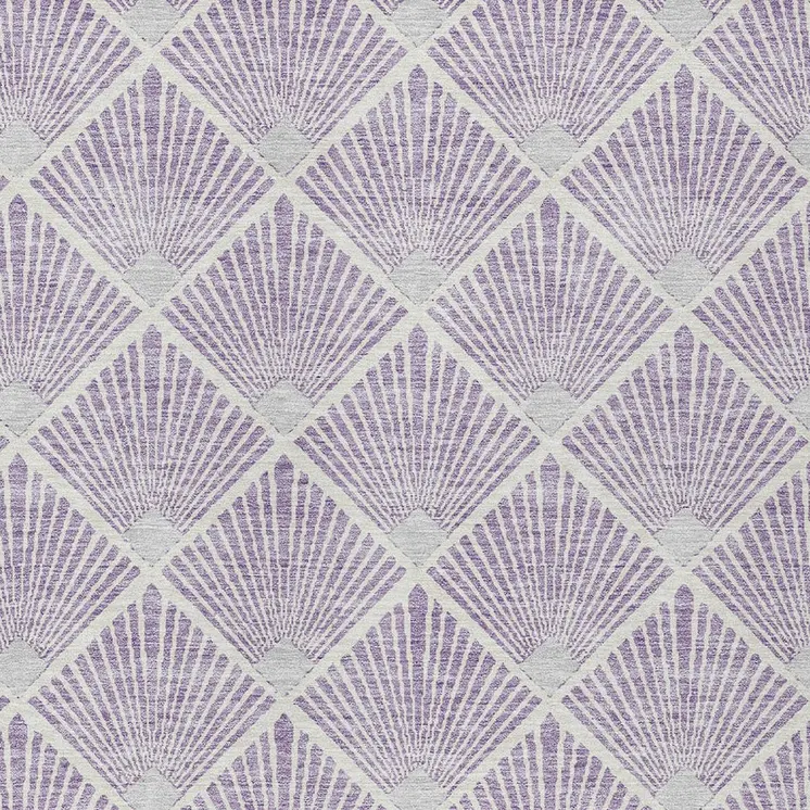 10' X 14' Lavender Gray And Ivory Geometric Washable Indoor Outdoor Area Rug