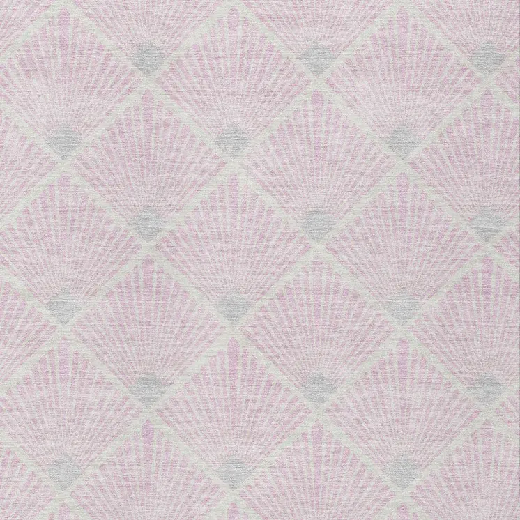 3' X 5' Pink Gray And Ivory Geometric Washable Indoor Outdoor Area Rug