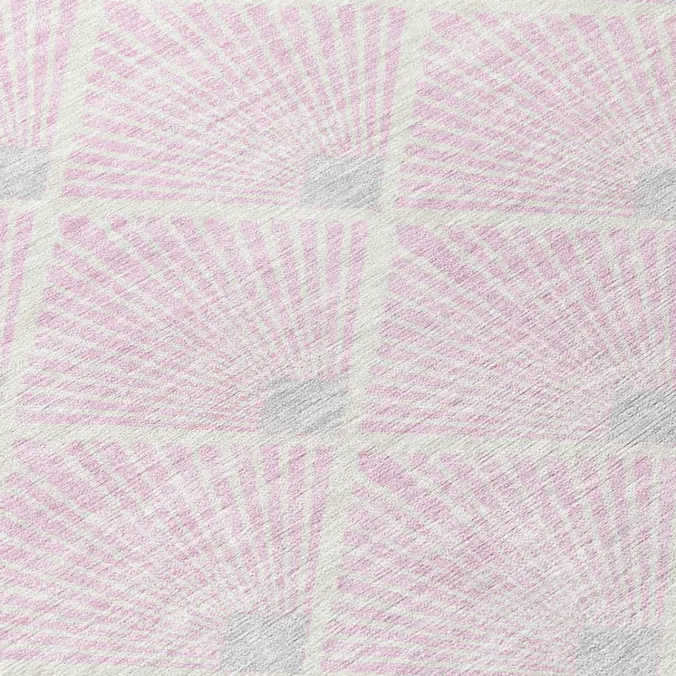 3' X 5' Pink Gray And Ivory Geometric Washable Indoor Outdoor Area Rug