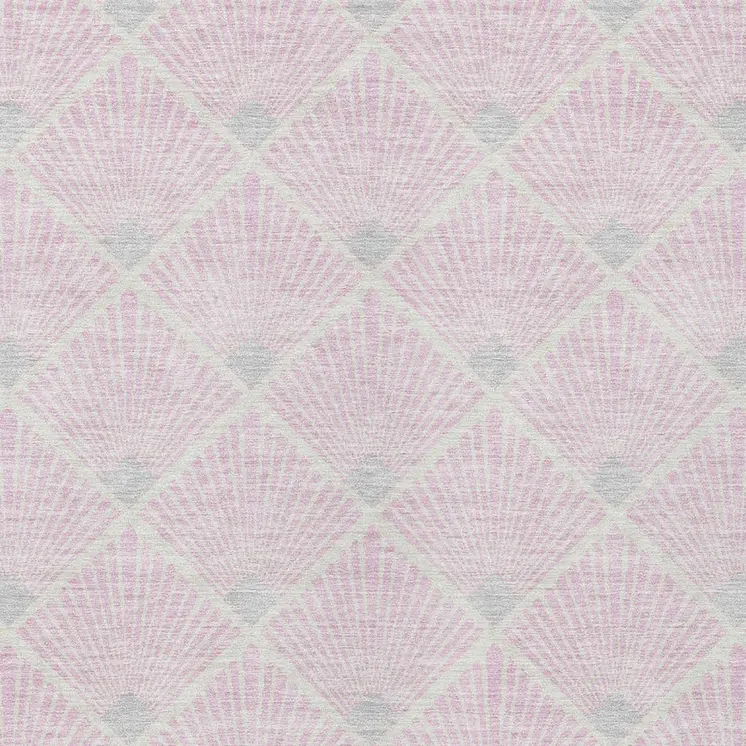 5' X 8' Pink Gray And Ivory Geometric Washable Indoor Outdoor Area Rug