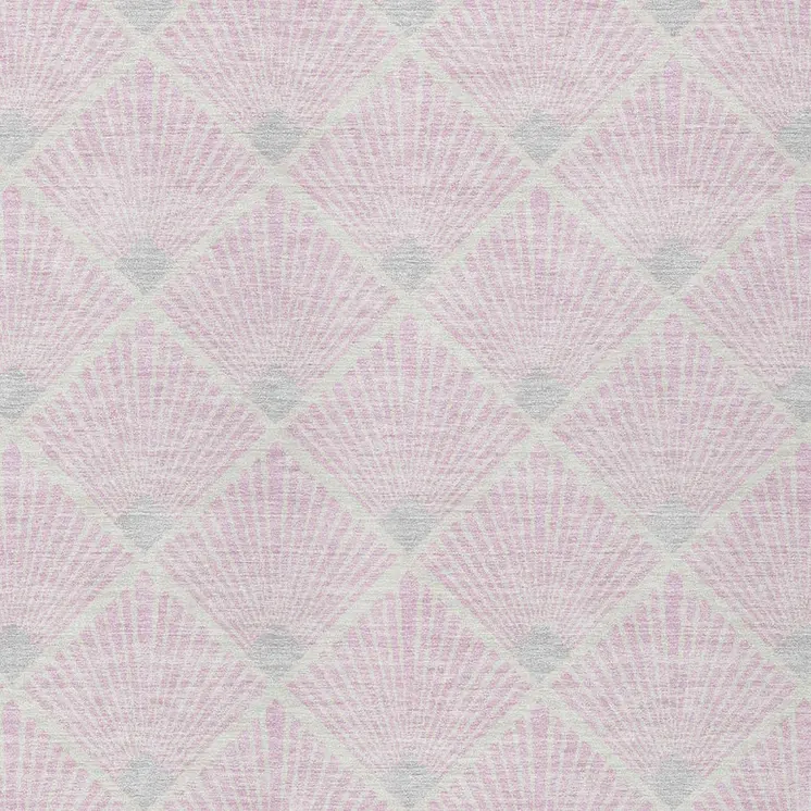 9' X 12' Pink Gray And Ivory Geometric Washable Indoor Outdoor Area Rug