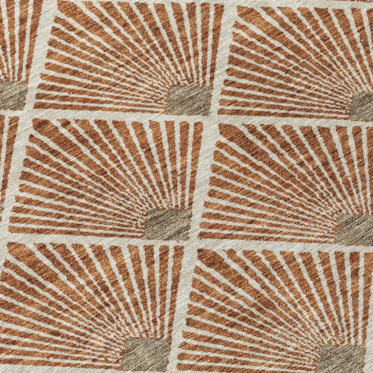 10' X 14' Brown Copper And Beige Geometric Washable Indoor Outdoor Area Rug