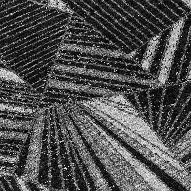 5' X 8' Black And Gray Geometric Washable Indoor Outdoor Area Rug