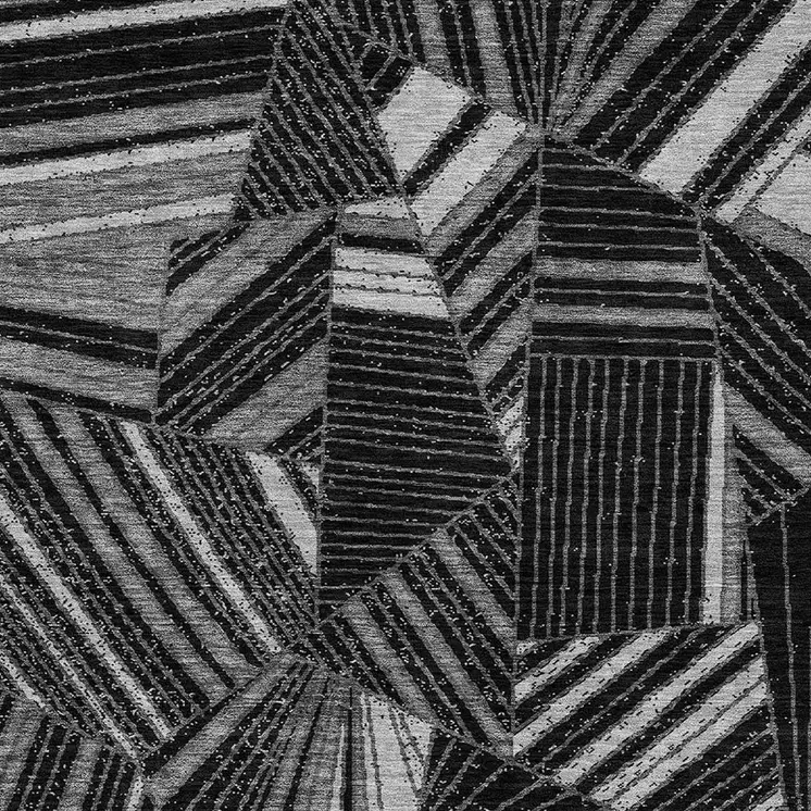 8' X 10' Black And Gray Geometric Washable Indoor Outdoor Area Rug