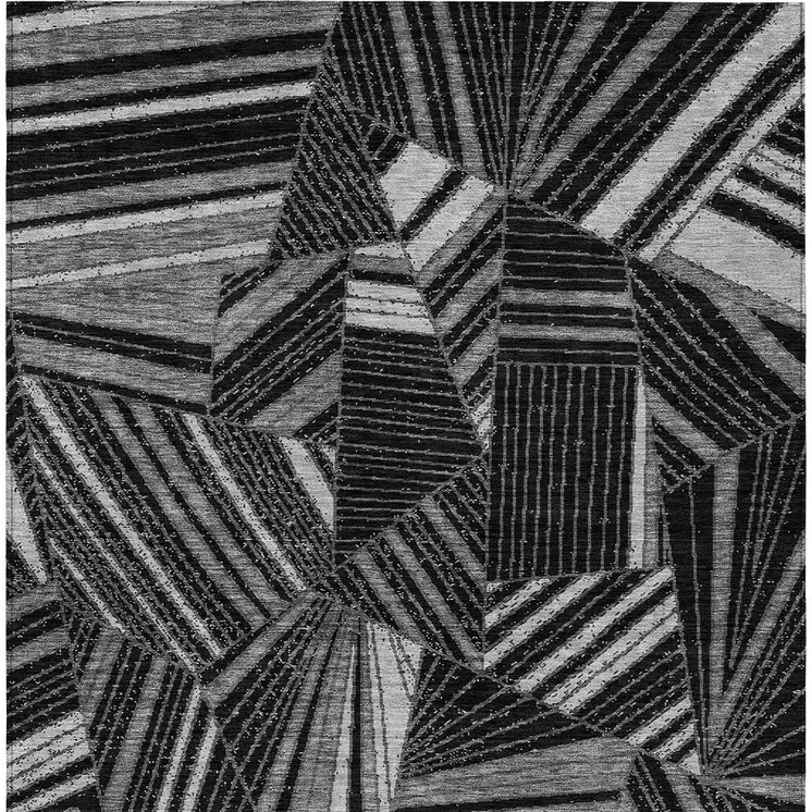 10' X 14' Black And Gray Geometric Washable Indoor Outdoor Area Rug