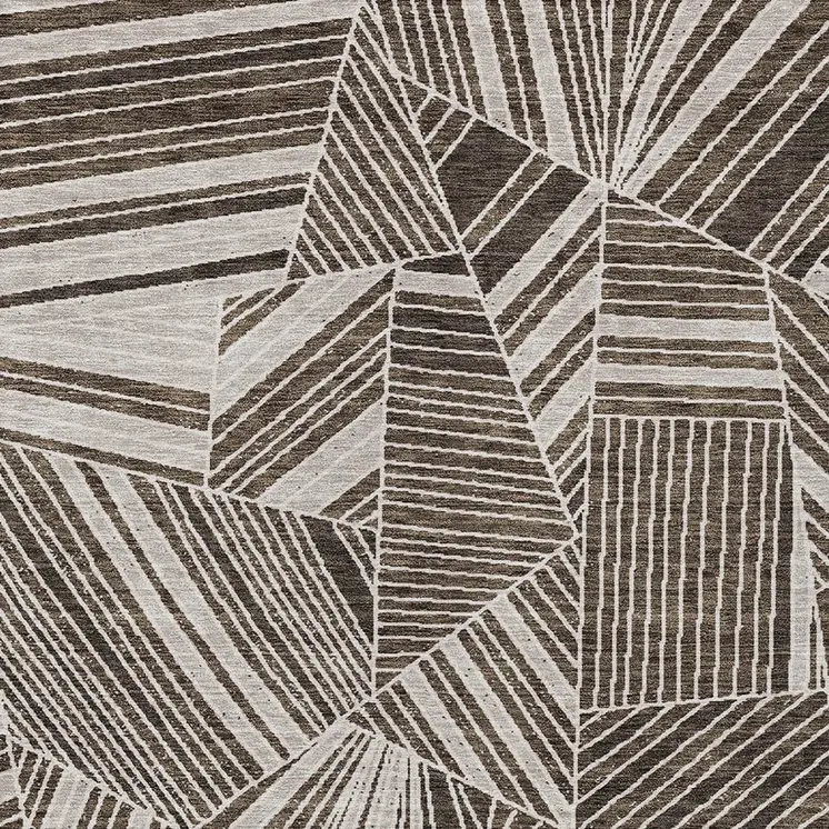 3' X 5' Brown And Beige Geometric Washable Indoor Outdoor Area Rug