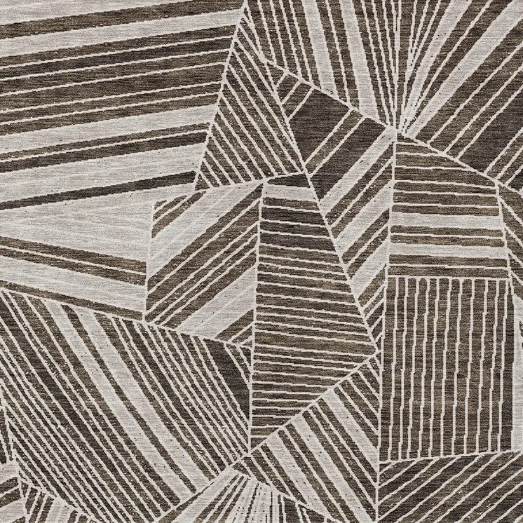 5' X 8' Brown And Beige Geometric Washable Indoor Outdoor Area Rug